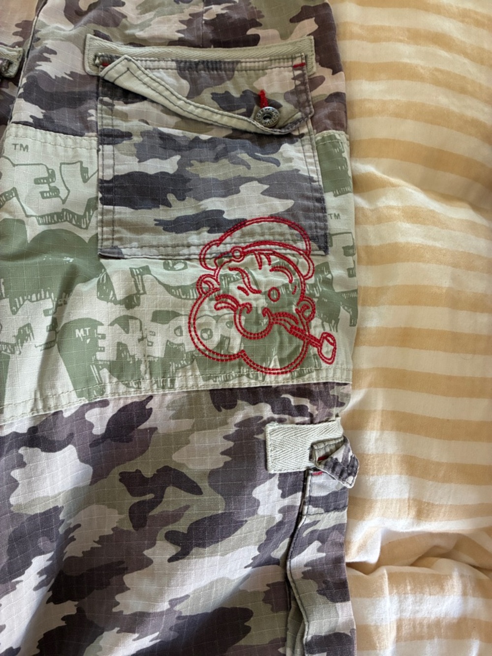 Kids Camo Cargo Shorts with Red Embroidered Patch